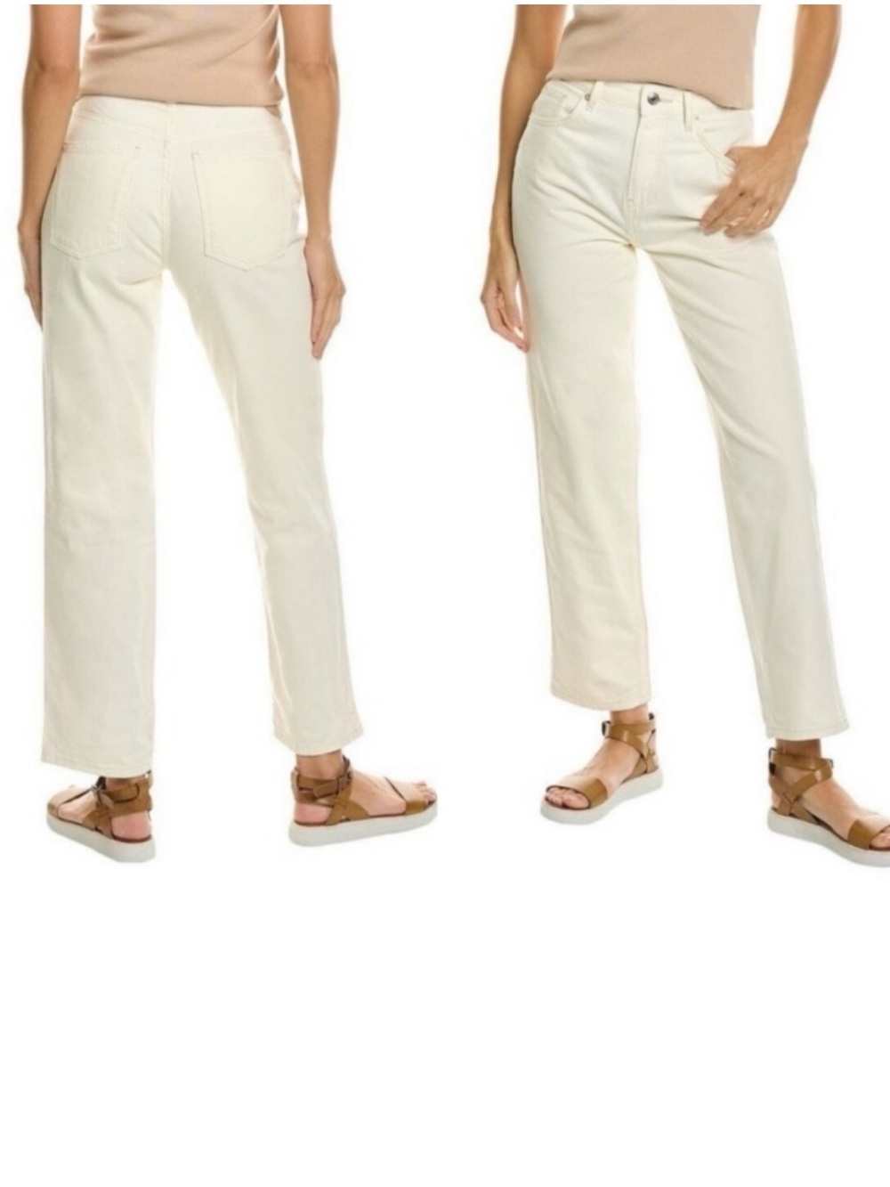 WE THE FREE THE PACIFICA CREAM HIGH RISE SLIM STRAIGHT LEG JEANS SIZE 29
